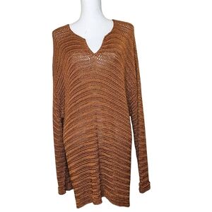 ESCADA RETRO Y2K CROCHET SHIMMERY BRONZE/BROWN OVERSIZED STRETCHY SWEATER- RARE
